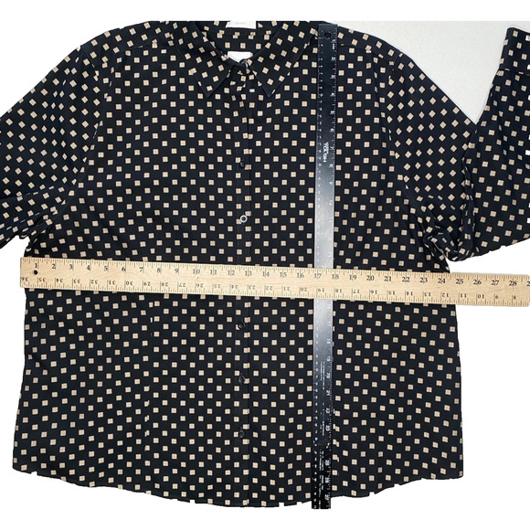 Chicos Shirt Womens XXL Black Brown Long Sleeve Non Iron Career Cotton Blouse - Picture 8 of 10